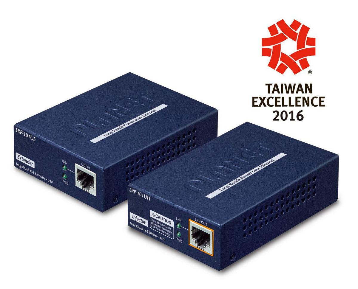 Planet 1-Port Long Reach POE over UTP Ext Kit LRP-101UH/101UE -20 to 70 Degree C, up to 500 meter