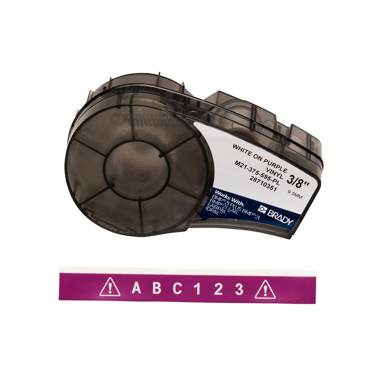 Brady Vinyl tape for M211 M210 BMP21-PLUS BMP21-LAB BMP21 M21-375-595-PL, Purple, White, Self-adhesive printer label, Vinyl, Thermal