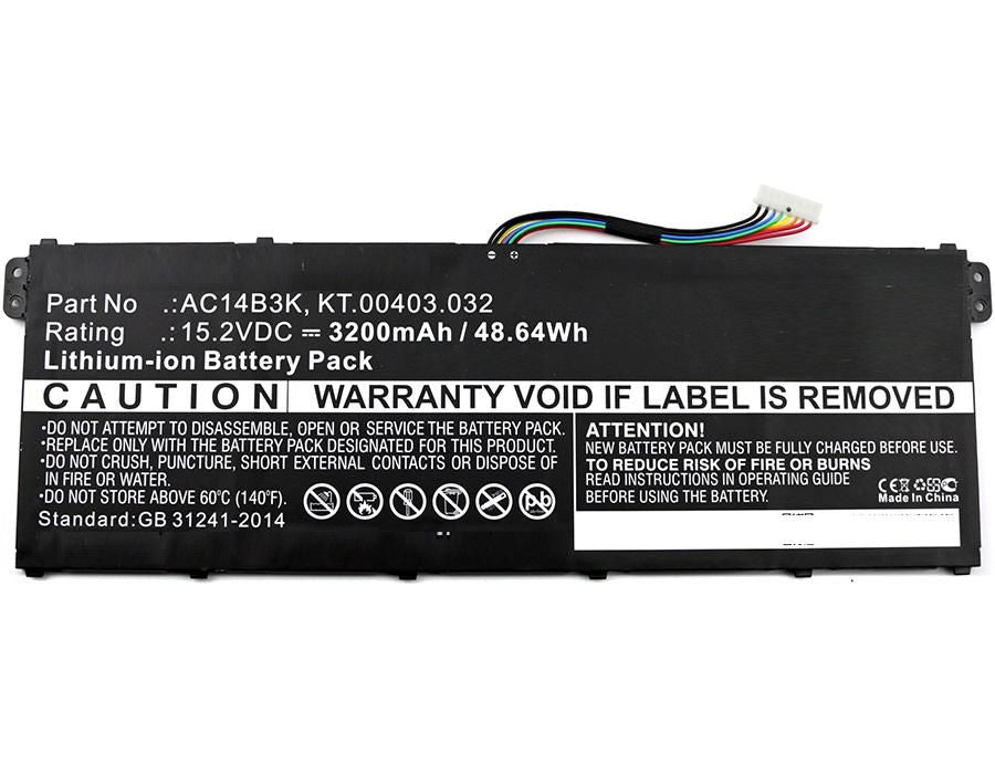 CoreParts Laptop Battery for Acer 48.64Wh 15.2V 3200mAh 49Wh Li-ion 15.2V 3200mAh Black, Aspire ES15, Aspire ES1-572, Aspire ES1-572-31LD,