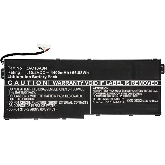 CoreParts Laptop Battery for Acer 66.88Wh 15.2V 4400mAh 67Wh Li-ion 15.2V 4400mAh Black, Aspire V17 Nitro, Aspire V17 Nitro BE,