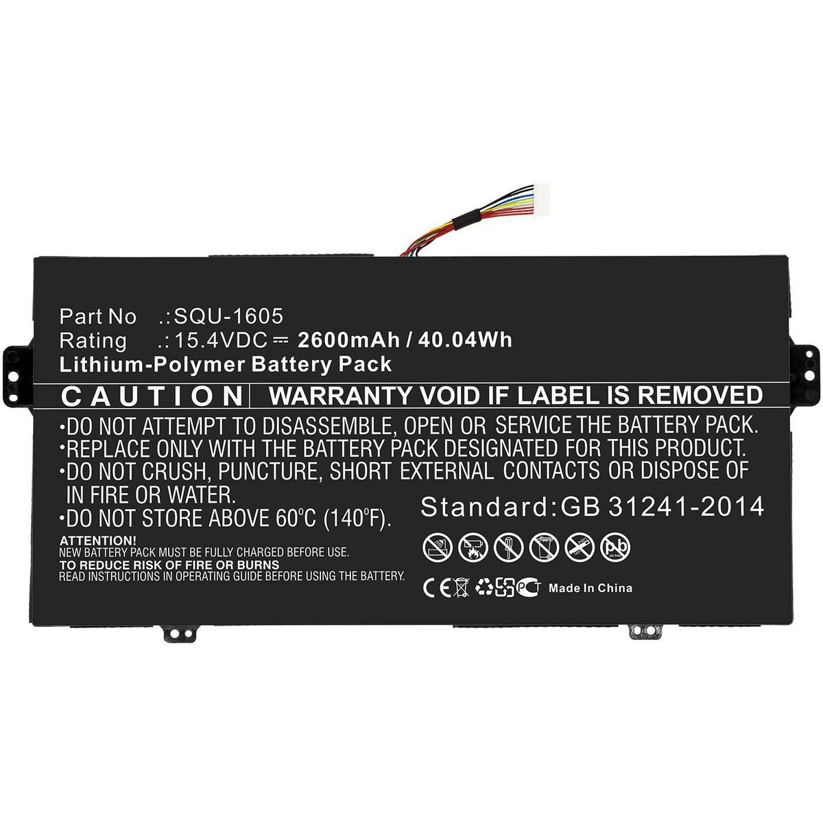 CoreParts Laptop Battery for Acer 40.04Wh 15.4V 2600mAh 40.04Wh Li-ion 15.4V 2600mAh Black for Acer Notebook, Laptop SF713-51, SF713-51-M0AK,