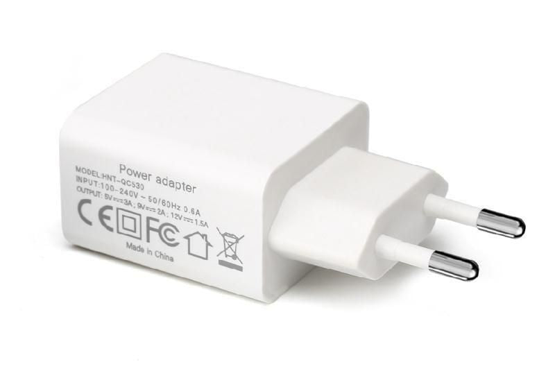 CoreParts USB Power Adapter White USB Power Adapter White 12W 5V/2.4A, 9V/2A, 12V/1.5A EU Wall - White with Quick Charge Function QC 3.0 and