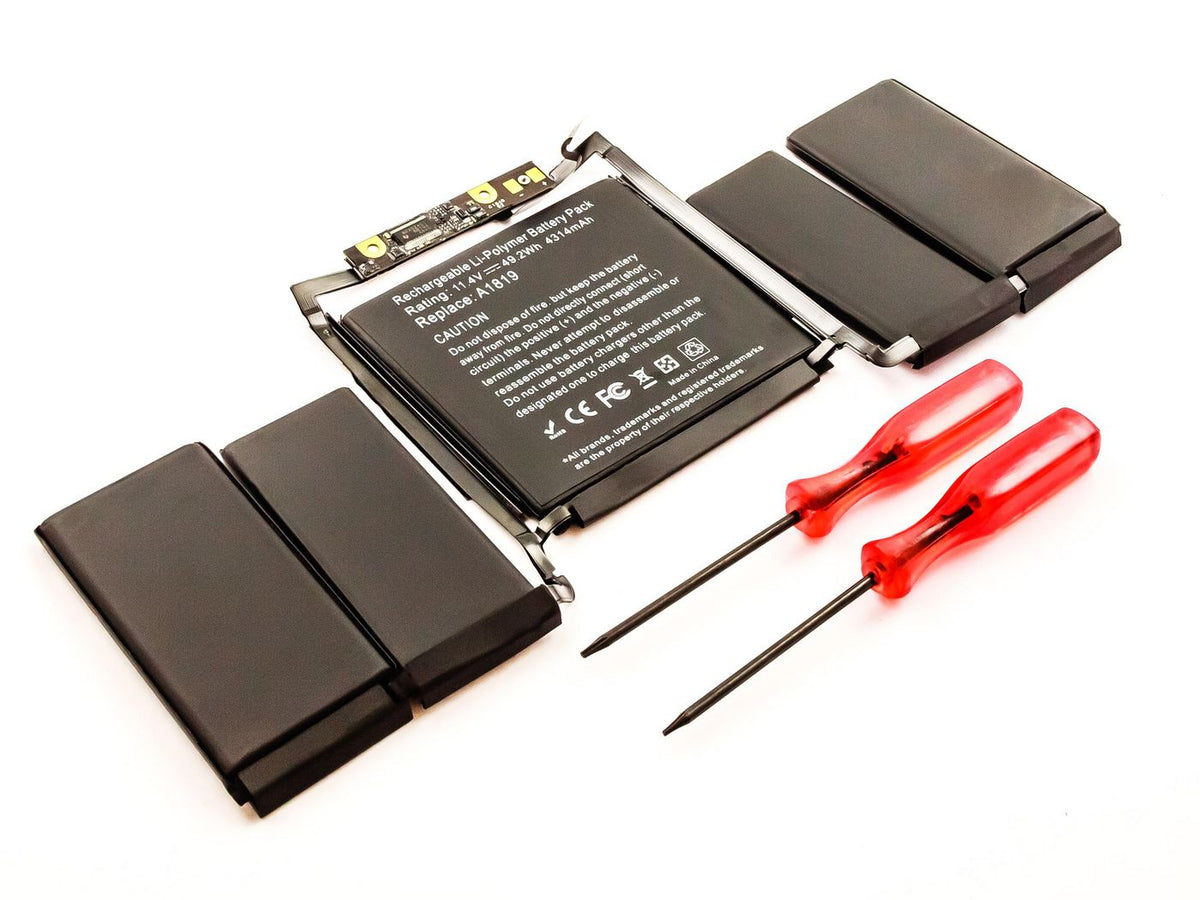 CoreParts Laptop Battery for Apple 49.02Wh 11.41V 4300mAh 49Wh Li-Pol 11.41V 4.3Ah for Macbook Pro 13" A1706 (Retina, 2016)