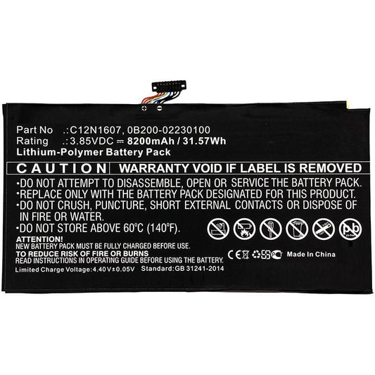 CoreParts Laptop Battery for Asus 31.57Wh 3.85V 8200mAh 31.57Wh Li-Pol 3.85V 8200mAh Black for Asus Notebook, Laptop T102H, T102HA, T103H,