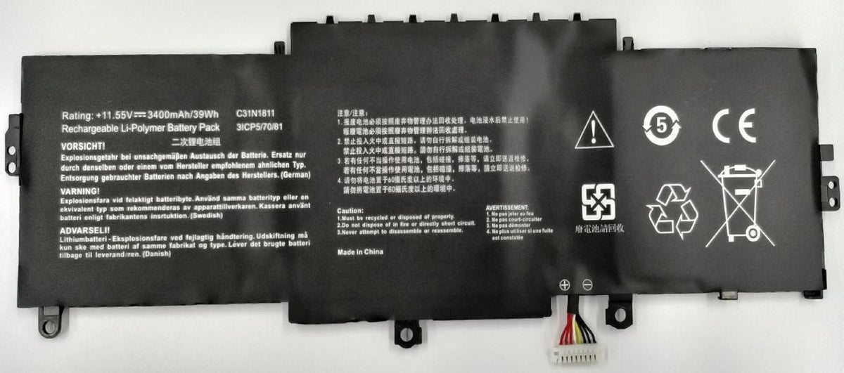 CoreParts Laptop Battery for Asus 49.09Wh 11.55V 4250mAh 49.09Wh Li-Pol 11.55V 4250mAh Black for Asus Notebook, Laptop BX433FN, Deluxe
