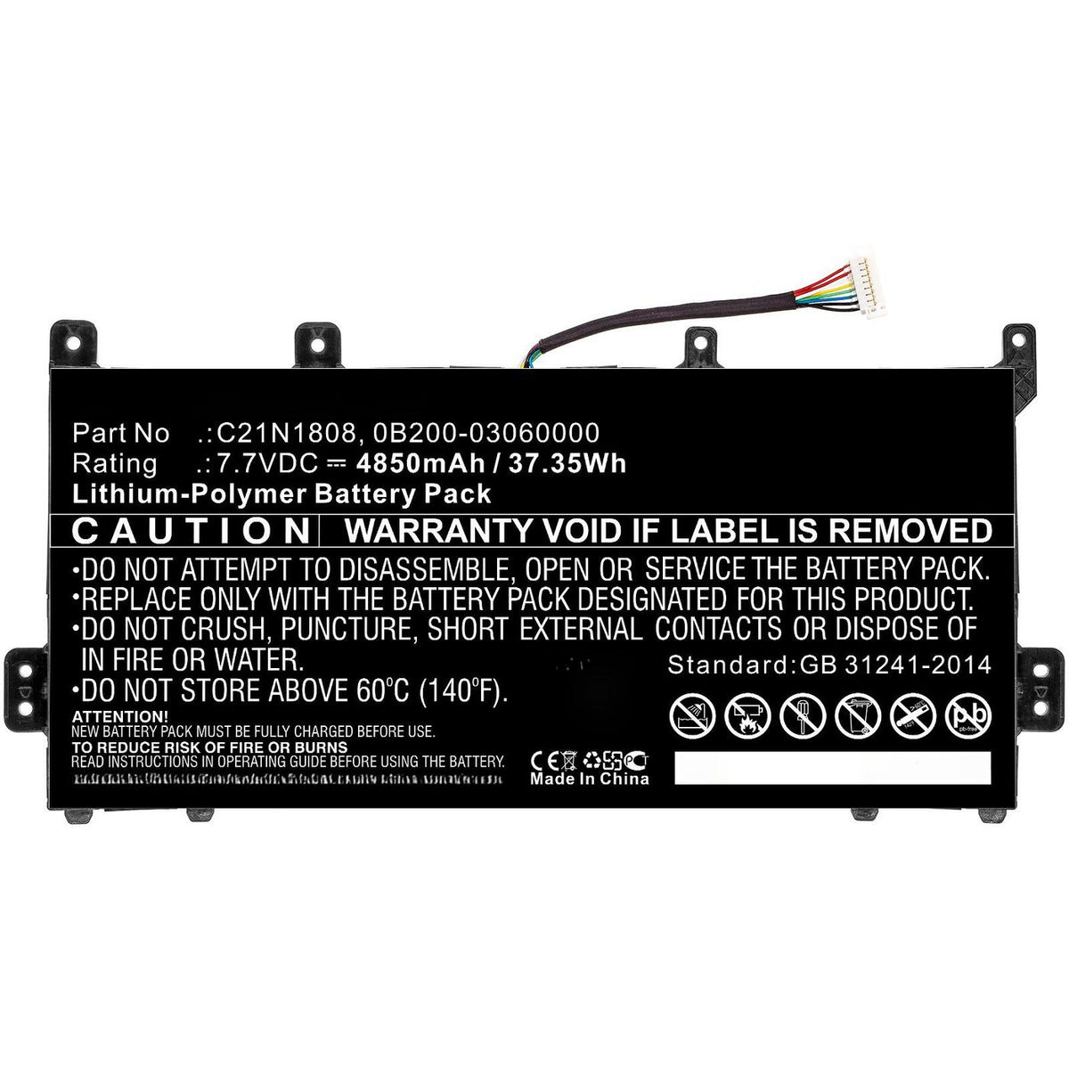 CoreParts Laptop Battery for Asus 37.35Wh 7.7V 4850mAh 37.35Wh Li-Polymer 7.7V 4850mAh for Asus C423, C423NA, C423NA-0031AN4200