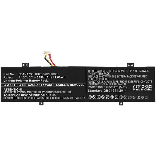 CoreParts Laptop Battery for Asus 41.04Wh 11.4V 3600mAh 41.00Wh Li-Polymer 11.55V 3550mAh for Asus TP412FA, TP412FA-DB72T, TP412FA-EC011T