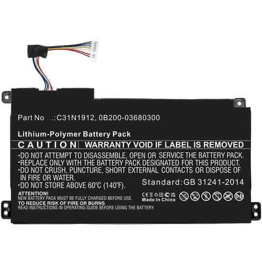 CoreParts Laptop Battery for Asus 41.04Wh 11.4V 3600mAh Battery for Asus Notebook, Laptop, 41.04Wh Li-Polymer 11.4V 3600mAh, Black for E410MA,