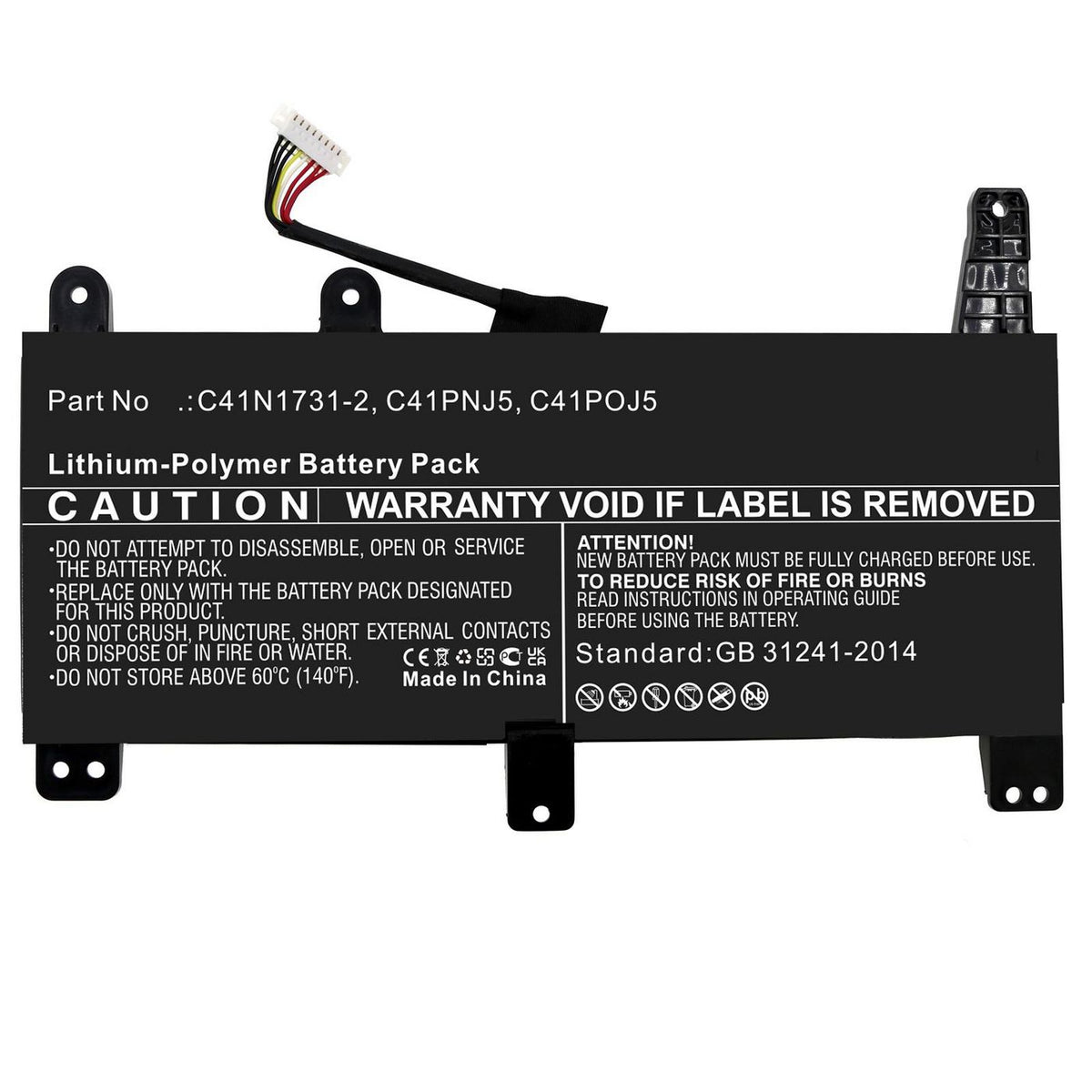 CoreParts Laptop Battery for Asus 45.60Wh 15.2V 3000mAh Battery for Asus Notebook, Laptop, 45.60Wh Li-Polymer 15.2V 3000mAh
