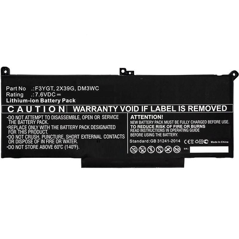 CoreParts Laptop Battery for Dell 44.08Wh 7.6V 5800mAh 44Wh 4 cells Li-Po 7.6V 5800mAh black, DELL Latitude 12 7000, Latitude 12 7290,