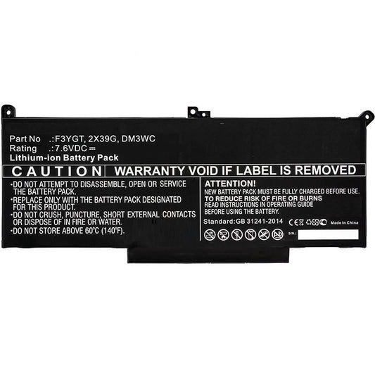 CoreParts Laptop Battery for Dell 44.08Wh 7.6V 5800mAh 44Wh 4 cells Li-Po 7.6V 5800mAh black, DELL Latitude 12 7000, Latitude 12 7290,
