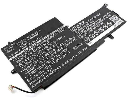 CoreParts Laptop Battery for HP 54.72Wh 11.4V 4800mAh 56Wh 3Cells Li-Pol 11.4V 4.9Ah Black