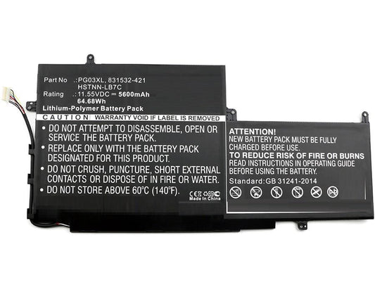 CoreParts Laptop Battery for HP 64.68Wh 11.55V 5600mAh 65Wh Li-Pol 11.55V 5600mAh Black, Spectre X360 15, Spectre X360 15 AP011DX, Spectre X360 15