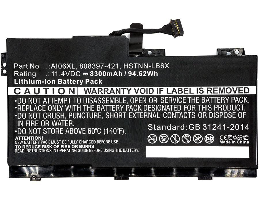 CoreParts Laptop Battery for HP 95.76Wh 11.4V 8400mAh 95Wh Li-ion 11.4V 8300mAh Black, ZBook 17 G3, ZBook 17 G3 M9L94AV, ZBook 17 G3 T7V61ET,