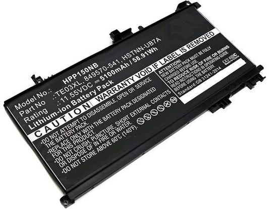 CoreParts Laptop Battery for HP 59.00Wh 11.55V 5100mAh 59Wh Li-ion 11.55V 4380mAh Black, Pavilion 15 UHD, Pavilion 15-BC