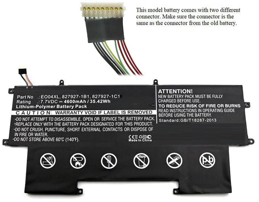 CoreParts Laptop Battery for HP 35Wh 7.7V 4600mAh 35Wh Li-Pol 7.7V 4600mAh Black, EliteBook Folio G1, EliteBook Folio G1 Subnotebook