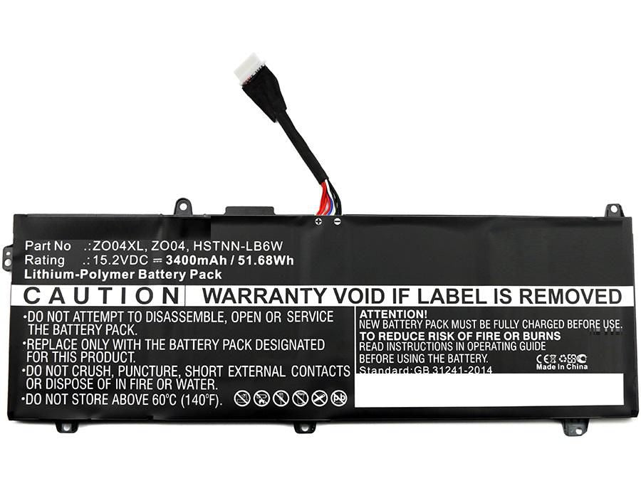 CoreParts Laptop Battery for HP 51.68Wh 15.2V 3400mAh 52Wh Li-Pol 15.2V 3400mAh Black, Zbook Studio G3