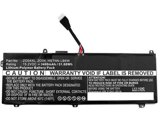 CoreParts Laptop Battery for HP 51.68Wh 15.2V 3400mAh 52Wh Li-Pol 15.2V 3400mAh Black, Zbook Studio G3