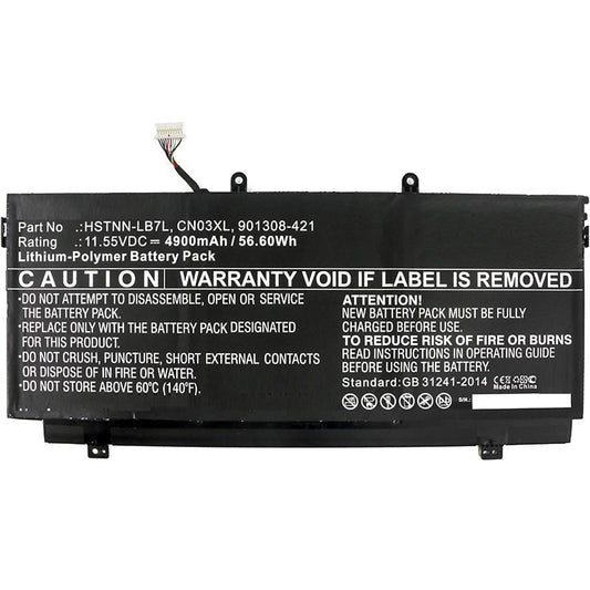 CoreParts Laptop Battery for HP 48.51Wh 11.55V 4200mAh 49Wh Li-Pol 11.55V 4200mAh Black, Spectre X360 13-W001NF, 13-AC001NE, 13-W003NO,