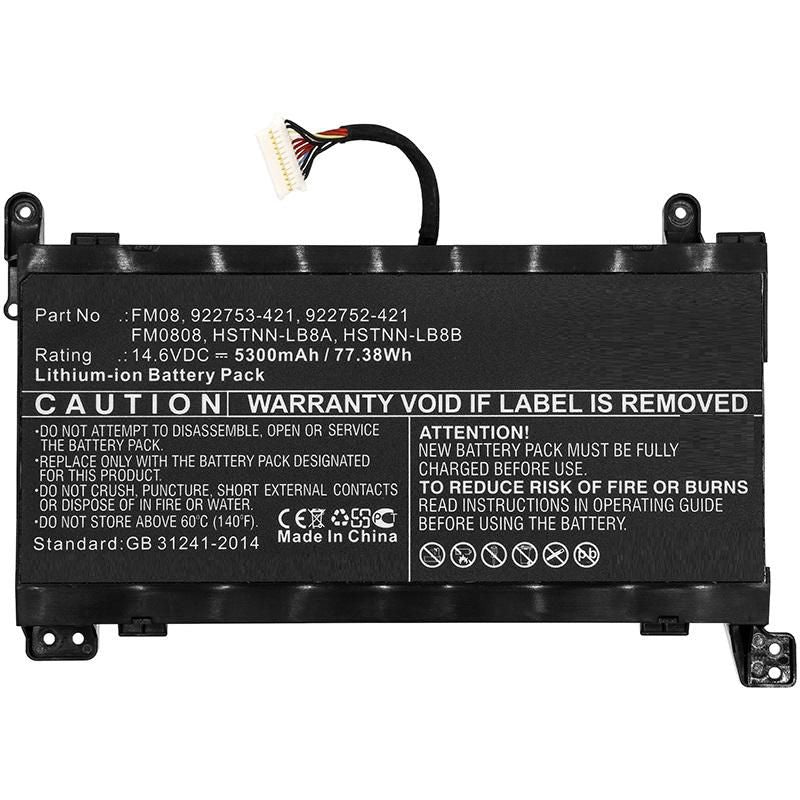CoreParts Laptop Battery for HP 65.12Wh 14.8V 4400mAh 65WH Li-ion 14.8V 4.4Ah with 16pins connector, for Omen 17-AN, Omen 17-AN003NI, Omen