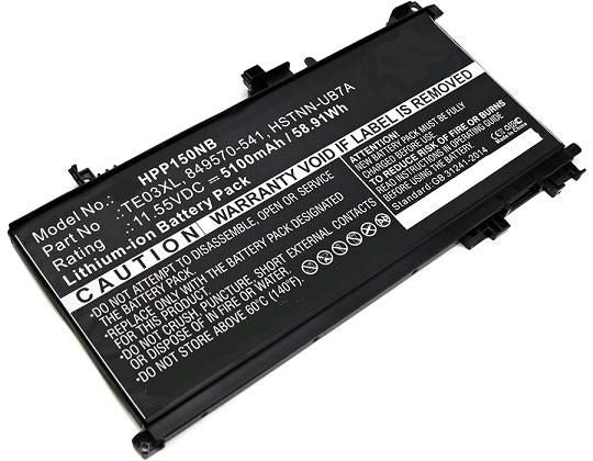 CoreParts Laptop Battery for HP 61.60Wh 15.4V 4000mAh Laptop Battery for HP 61.6Wh 15.4V Li-Pol 4000mAh, Black for HP 905277-855, omen 15 ax201ur,