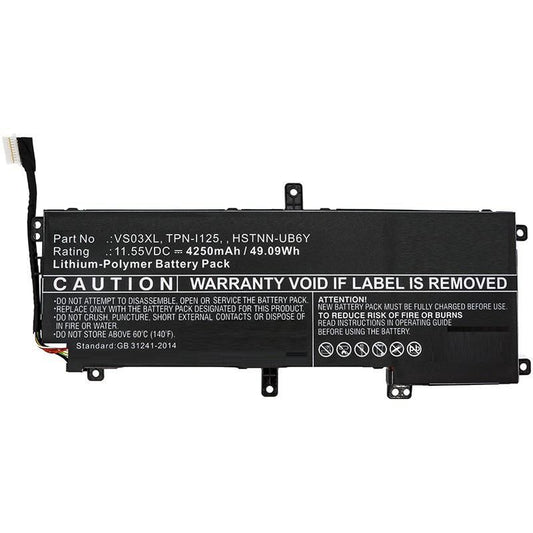 CoreParts Laptop Battery for HP 47.31Wh 11.4V 4150mAh 49.09Wh Li-Pol 11.55V 4250mAh Black for HP Notebook, Laptop Envy 15-AS000, Envy 15-AS000NF,