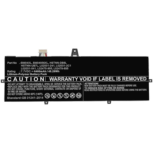 CoreParts Laptop Battery for HP 52.36Wh 7.7V 6800mAh 52.36Wh Li-Pol 7.7V 6800mAh Black for HP Notebook, Laptop Elitebook 1030 X360 G3, EliteBook