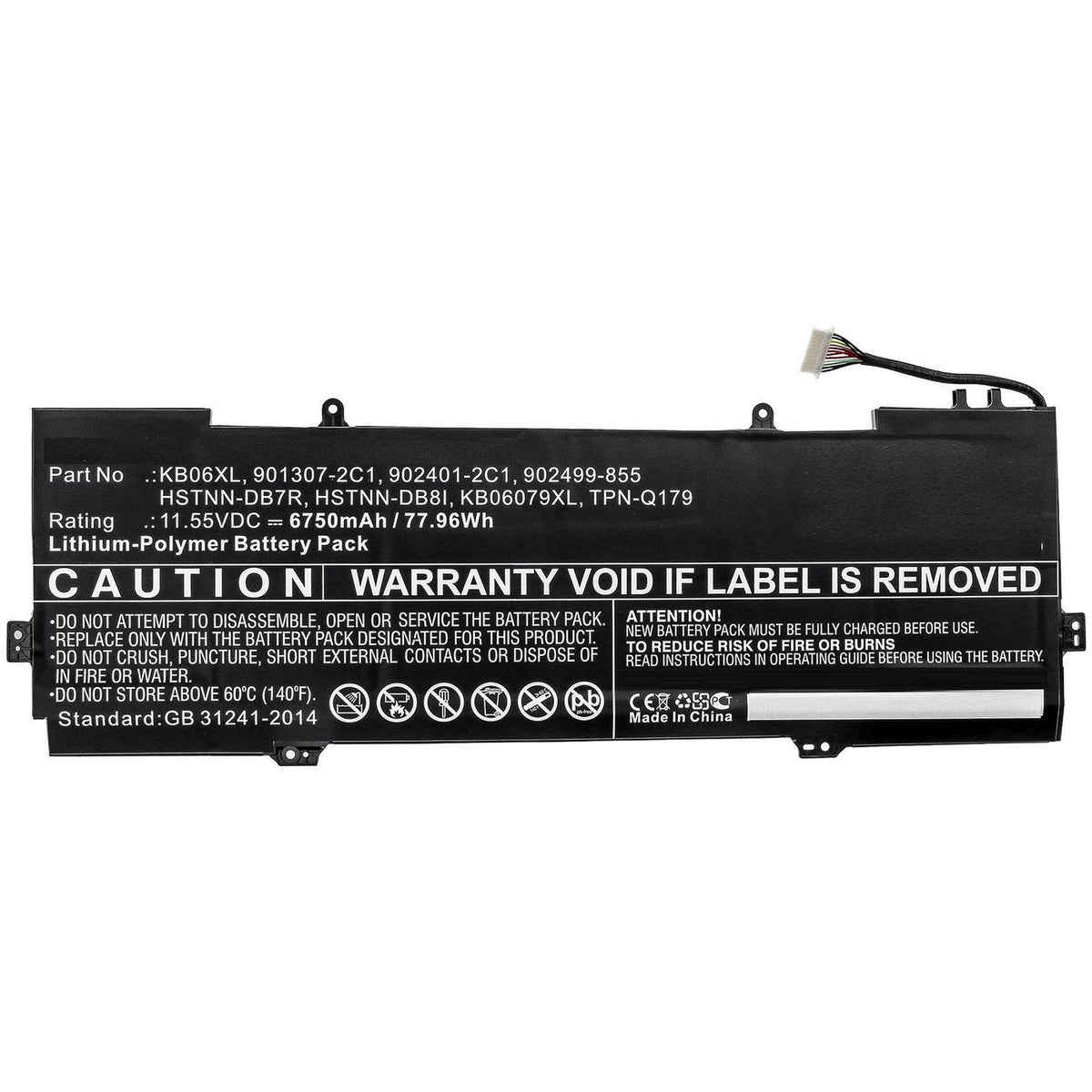 CoreParts Laptop Battery for HP 79.00Wh 11.55V 6840mAh 77.96Wh Li-Pol 11.55V 6750mAh Black for HP Notebook, Laptop Spectre x360 15 bl012dx, Spectre
