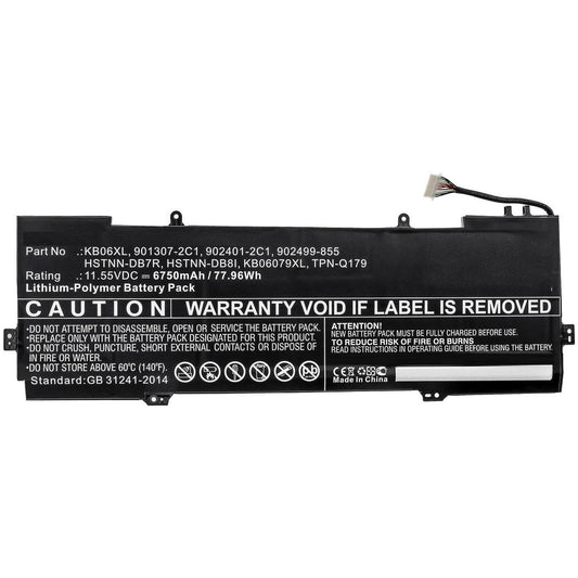 CoreParts Laptop Battery for HP 79.00Wh 11.55V 6840mAh 77.96Wh Li-Pol 11.55V 6750mAh Black for HP Notebook, Laptop Spectre x360 15 bl012dx, Spectre