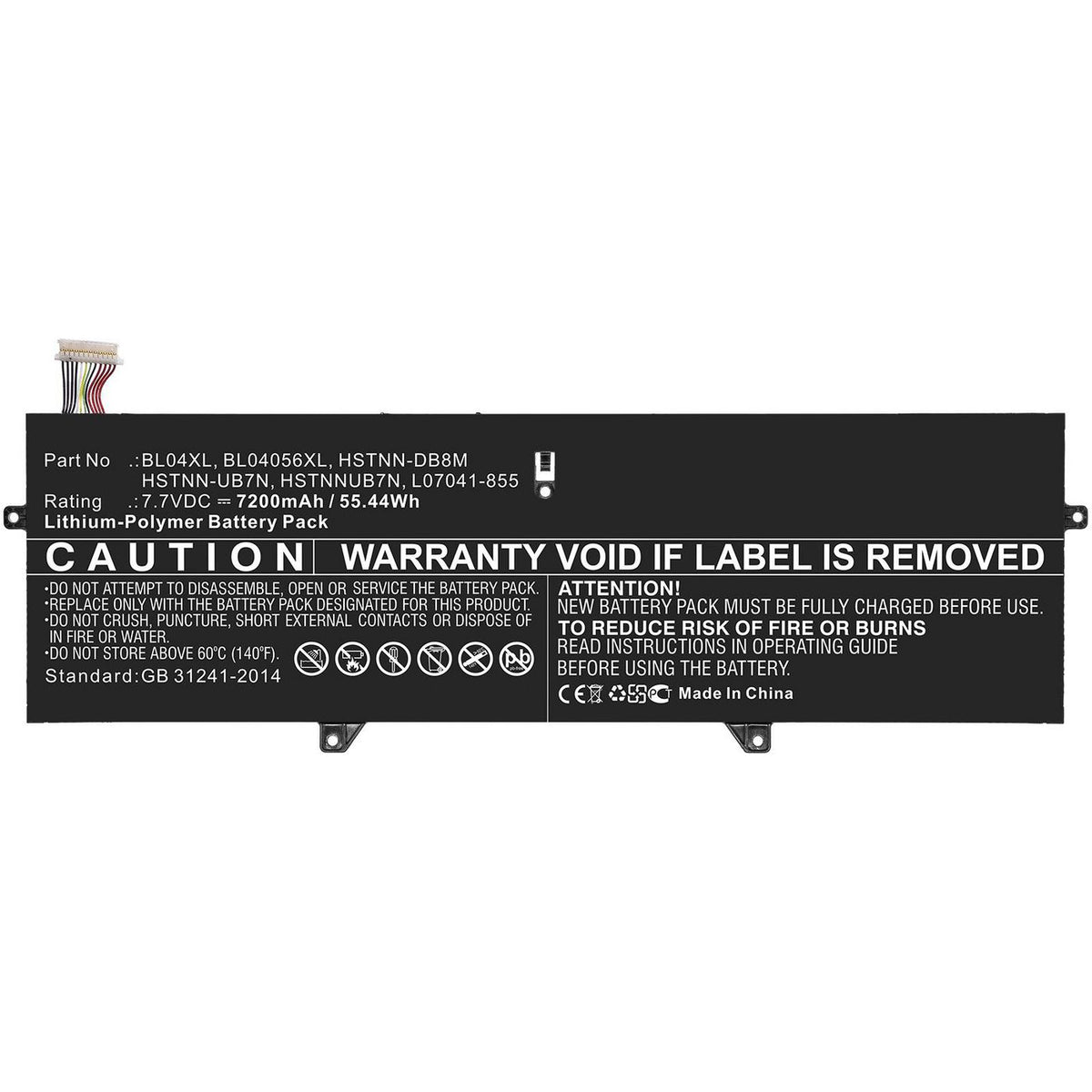 CoreParts Laptop Battery for HP 52.36Wh 7.7V 6800mAh 52Wh 4Cell Li-ion 7.7V 6800mAh Black, for EliteBook x360 1040 G5