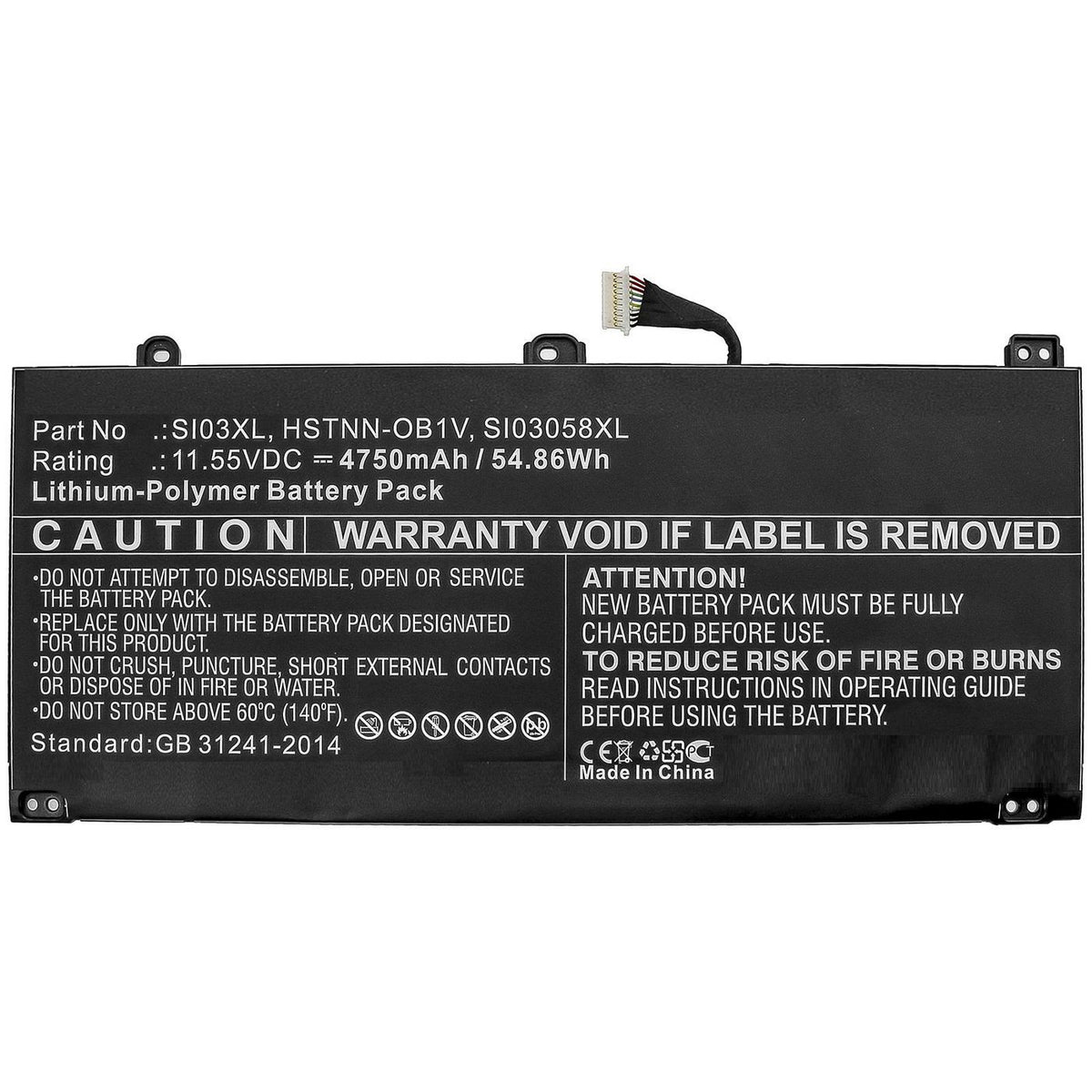 CoreParts Laptop Battery for HP 54.86Wh 11.55V 4750mAh 54.86Wh Li-Polymer 11.55V 4750mAh for HP Chromebook 14B