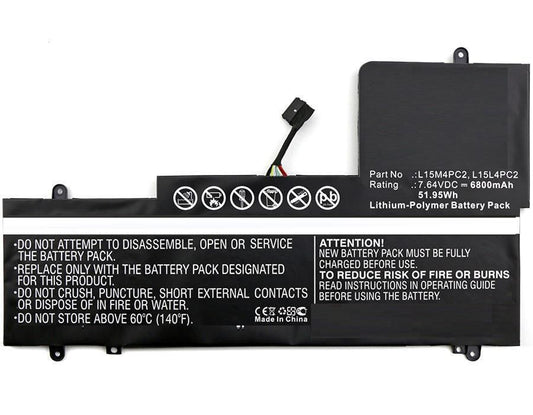 CoreParts Laptop Battery for Lenovo 51.68Wh 7.6V 6800mAh 52Wh Li-Pol 7.64V 6800mAh Black, Yoga 710 15", Yoga 710-15ISK, Yoga 710-15ISK