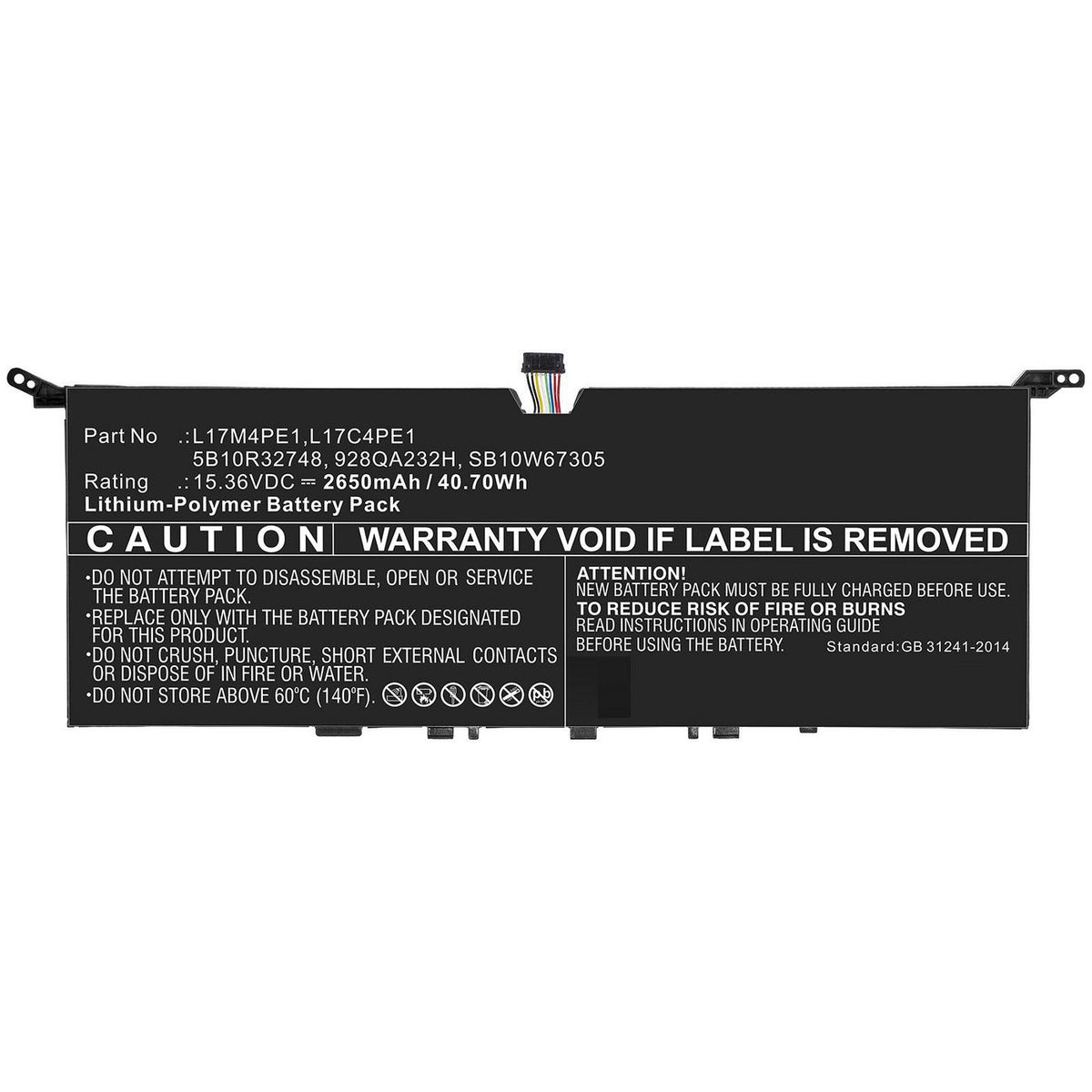 CoreParts Laptop Battery for Lenovo 38.48Wh 14.8V 2600mAh 38Wh Li-Pol 14.8V 2600mAh Black for Lenovo Notebook, Laptop IdeaPad 730S 13, IdeaPad