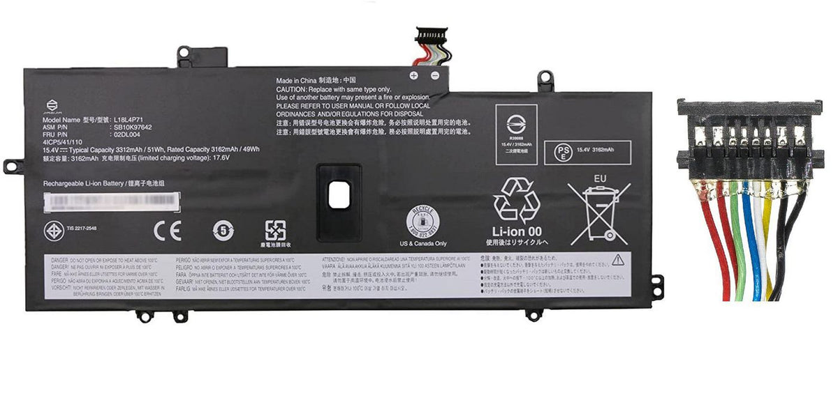 CoreParts Laptop Battery for Lenovo 49.92Wh 15.36V 3250mAh 50Wh Li-ion 15.36V 3250mAh Black for Lenovo Notebook, Laptop ThinkPad X1 Carbon