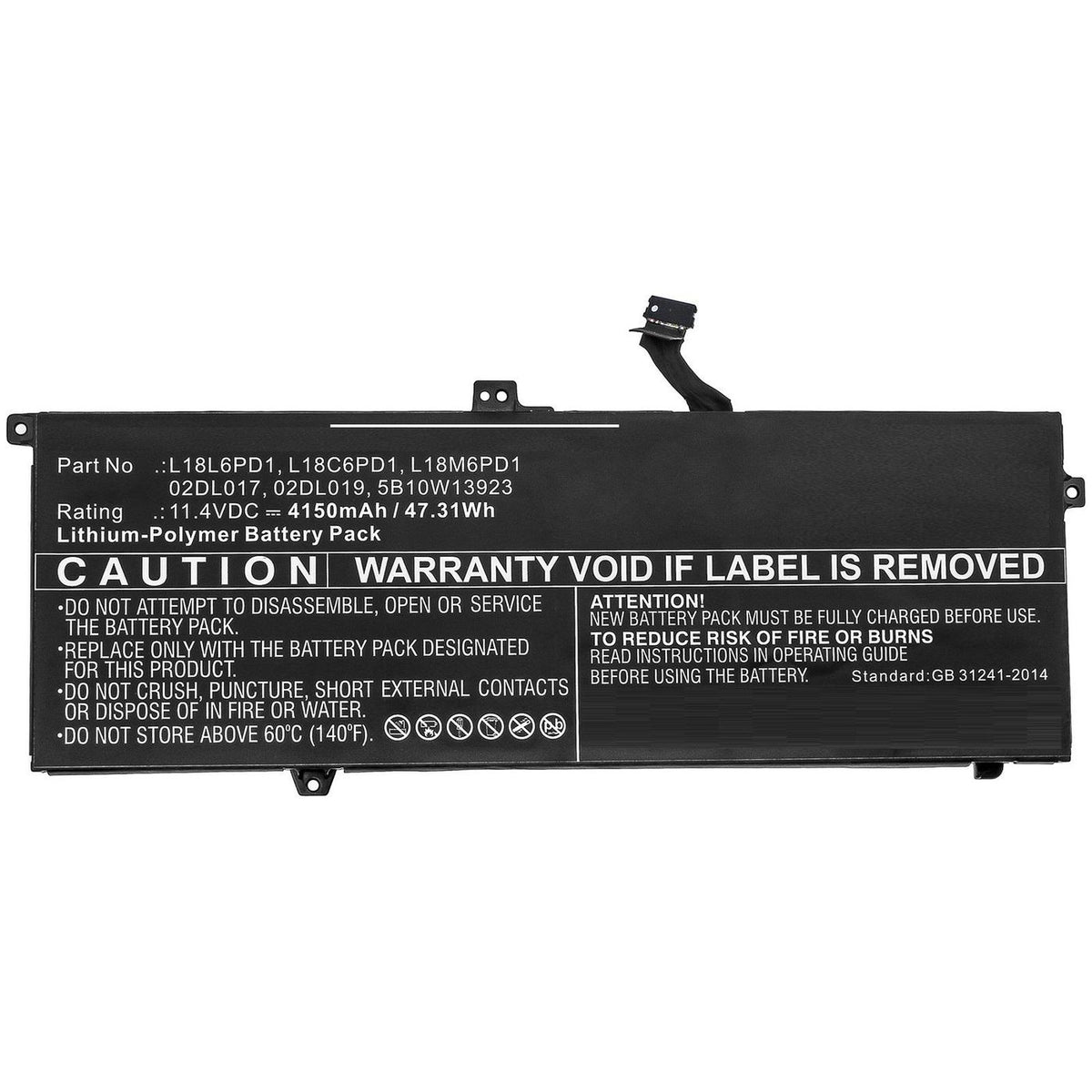 CoreParts Laptop Battery for Lenovo 44.46Wh 11.4V 3900mAh 44.5Wh Li-Pol 11.4V 3900mAh Black for Lenovo Notebook, Laptop ThinkPad X390, ThinkPad