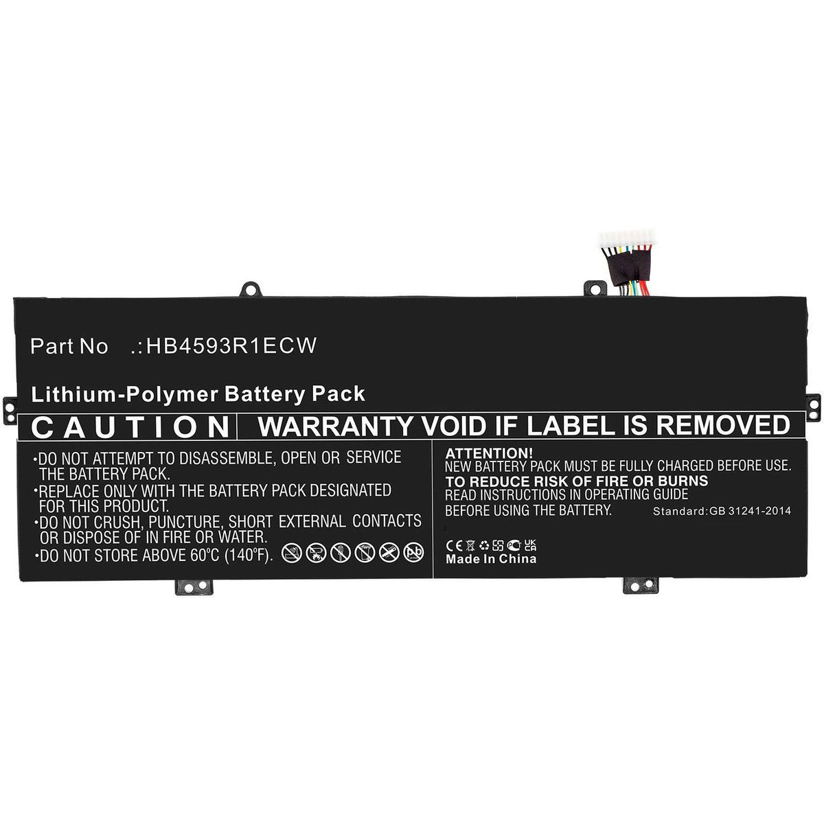 CoreParts Laptop Battery for Huawei 45.60Wh 7.6V 6000mAh 45.60Wh Li-Polymer 7.6V 6000mAh Black for book X Pro i5-8250U 256GB, book X Pro