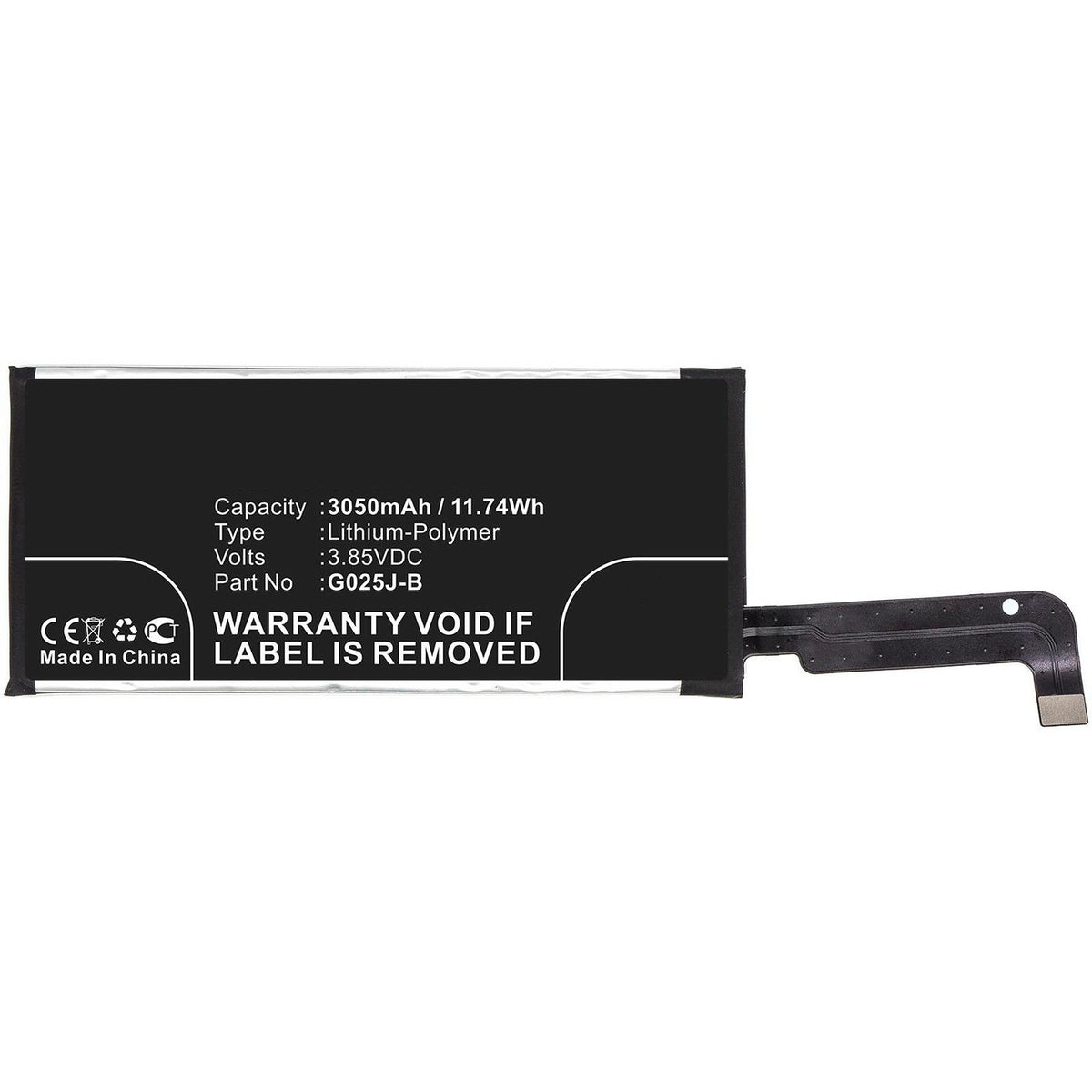 CoreParts Battery 11.74Wh Li-Polymer 3.85V 3050mAh for Mobile, SmartPhone 11.74Wh Li-Polymer 3.85V 3050mAh for Google Pixel 4A