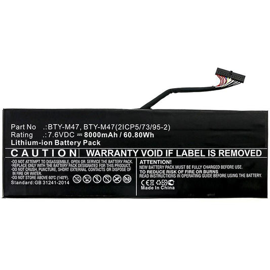 CoreParts Laptop Battery for MSI 60.80Wh 7.6V 8000mAh 61WH Li-ion 7.6V 8Ah GS40, GS40 6QD, GS40 6QD Phantom