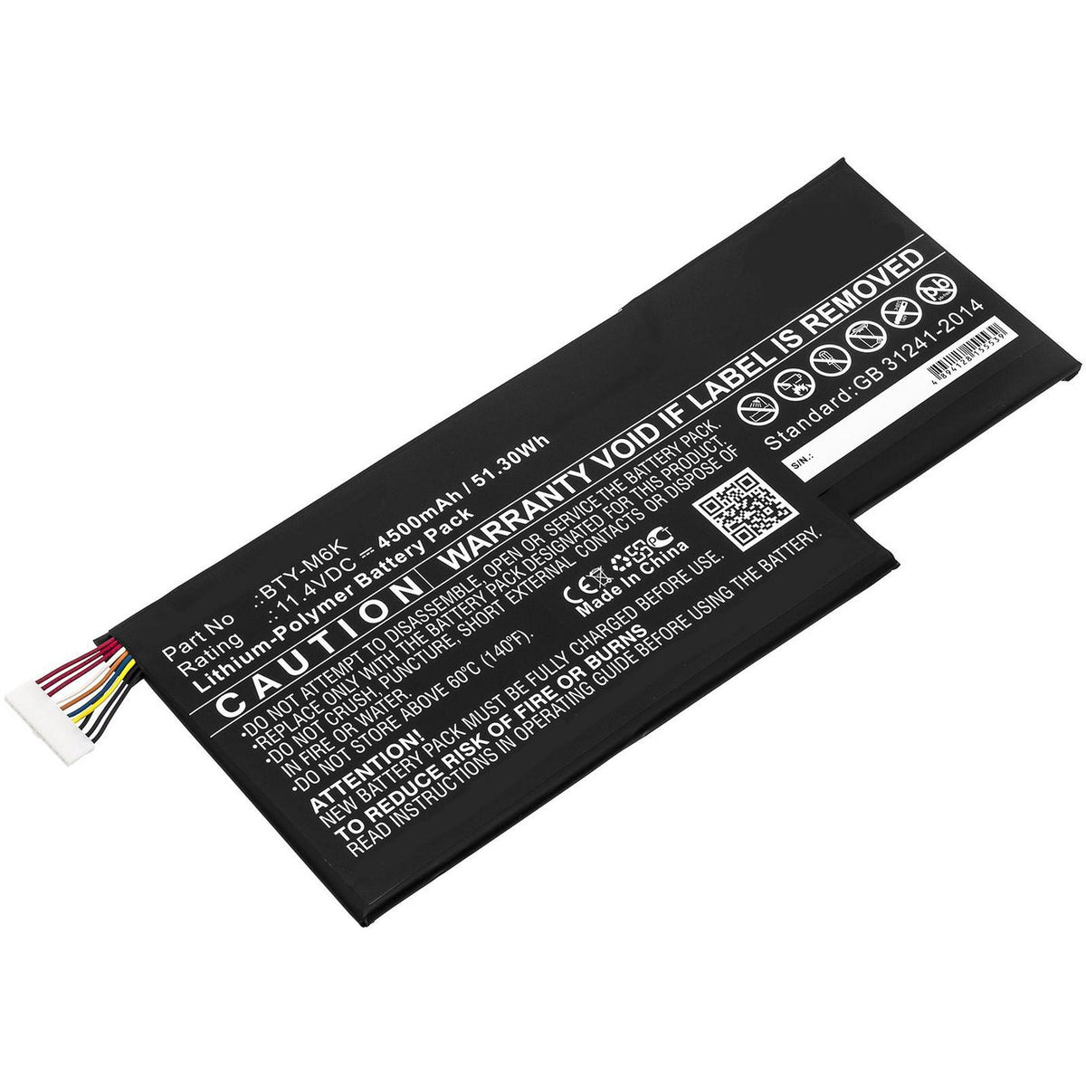 CoreParts Laptop Battery for MSI 51.30Wh 11.4V 4500mAh 51WH Li-ion 11.4V 4.5Ah 0017F1-002, GF63, GF63 8RC MSI GS63VR 7RG