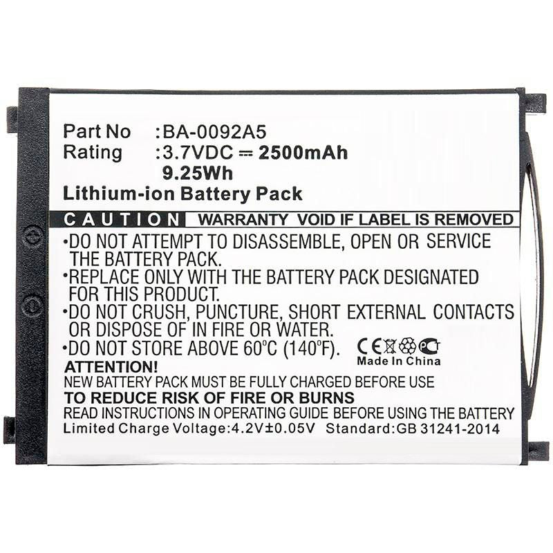 CoreParts Battery 9.25Wh Li-ion 3.7V 2500mAh Black for CipherLAB Barcode Scanner 9.25Wh Li-ion 3.7V 2500mAh Black for RS30