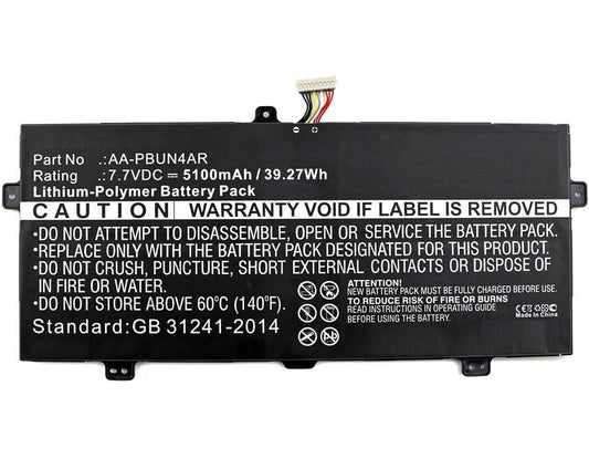 CoreParts Laptop Battery for Samsung 39.27Wh 7.7V 5100mAh 31Wh Li-Pol 7.7V 4000mAh Black, 900X5L, 900X5L-K01, 900X5L-K02, 940X3L-K02, ATIV