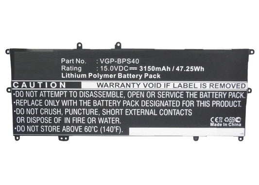 CoreParts Laptop Battery for Sony 47.36Wh 14.8V 3200mAh 47Wh Li-Pol 15V 3150mAh Black, SVF14N16CW, SVF14N26CW, SVF15N13CW, SVF15N18PW, VAIO