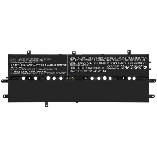 CoreParts Laptop Battery for Sony 32.56Wh 7.4V 4400mAh 32.56Wh Li-Pol 7.4V 4400mAh Black for Sony Notebook, Laptop SVD11213CX, SVD11213CXB,