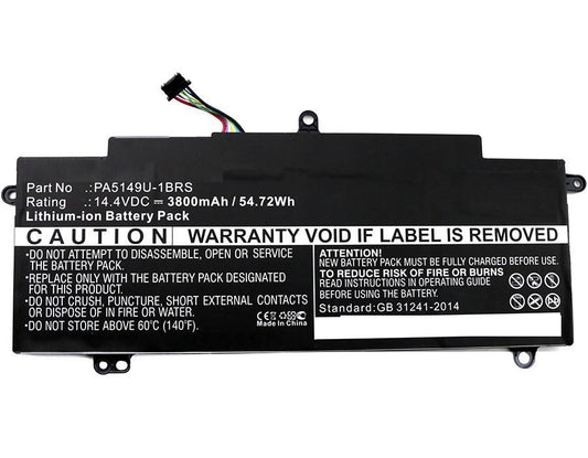 CoreParts Laptop Battery for Toshiba 55.00Wh 14.4V 3800mAh 55Wh Li-ion 14.4V 3800mAh Black, Tecra Z40-A-10K, Tecra Z40-A-10T, Tecra Z40-A-10X,