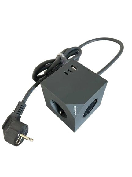 MicroConnect Power Cube, 3 Schuko outlets with Magnetic function, 2 USB-C ports, 1 USB-A port 1,5m cable Dark Grey