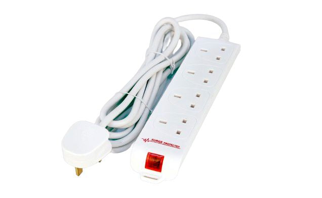 MicroConnect 4 gang UK Surge Protected Power Strip 2M White 4-way UK Surge Protected Power Strip 2M White