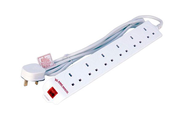 MicroConnect 6 gang UK Surge Protected Power Strip 5M White 6-way UK Surge Protected Power Strip 5M White