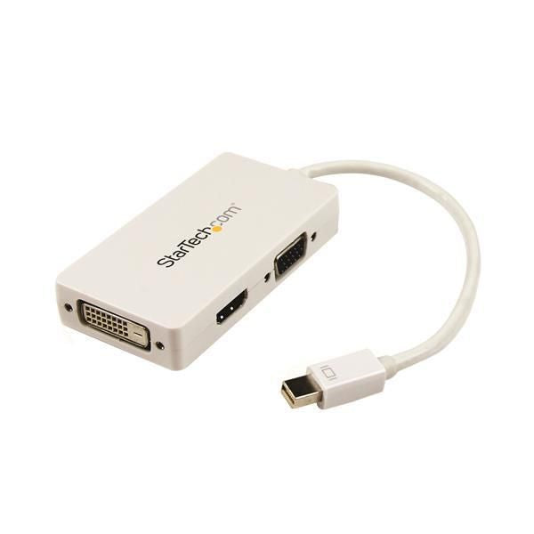 StarTech.com MDP TO VGA/DVI/HDMI ADAPTER Travel A/V Adapter: 3-in-1 Mini DisplayPort to VGA DVI or HDMI Converter - White, 0.15 m, Mini