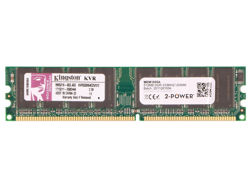 2-Power MEM1005A memory module 0.512 GB 1 x 512 GB DDR