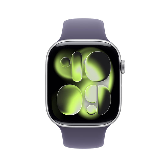 Apple Watch Series 11 GPS 46mm Silver Aluminium Case with Purple Fog Sport Band - S/M